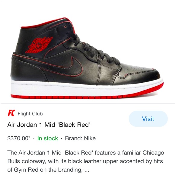 Air Jordan 1 Mid Black Red ‘Bred’ Sneakers 👟 - Picture 9 of 10